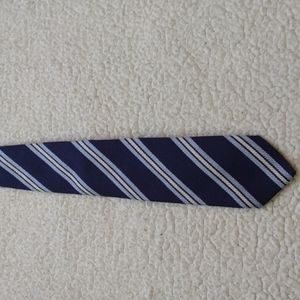 Nicky Milano Woven Silk Blue/White Repp Tie (Handmade in Italy)